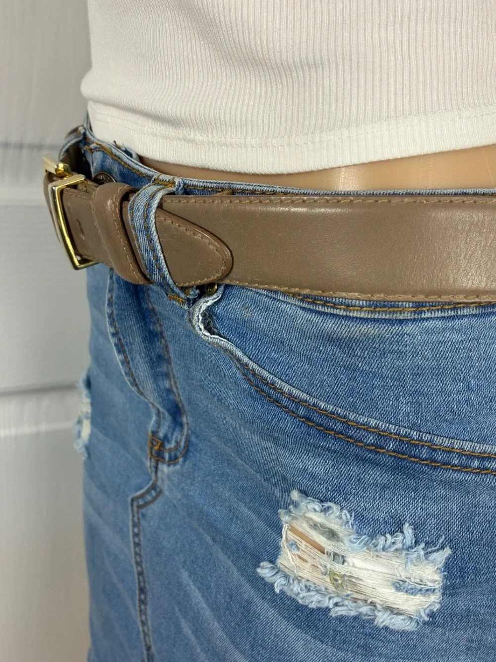 Talbots women’s belt Sz XL genuine leather beige granola nature earth